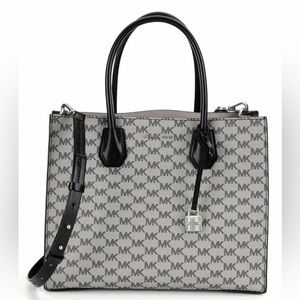 Michael Kors Women Mercer Faux Leather Convertible Tote Handbag
Black Large